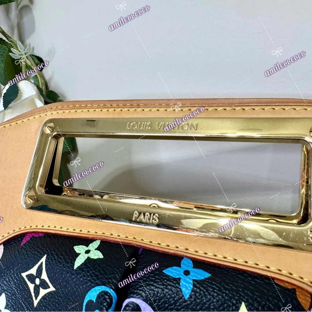 Louis Vuitton Judy MM Handbag Monogram Multicolor Leather Noir Black - Picture 9 of 16